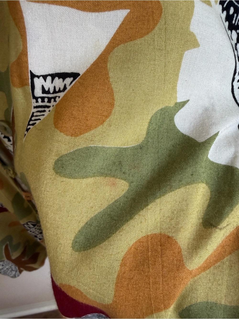 Vintage 90s Art Teacher Pottery Print Rayon Tunic Plus Size 22 Rosey Tomato Boho - Picture 4 of 11